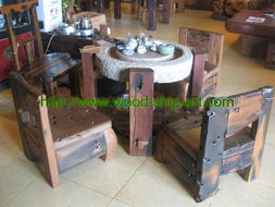 船木家具 石磨茶幾產(chǎn)品大圖 品尚軒古船木藝術(shù)家具廠(chǎng)